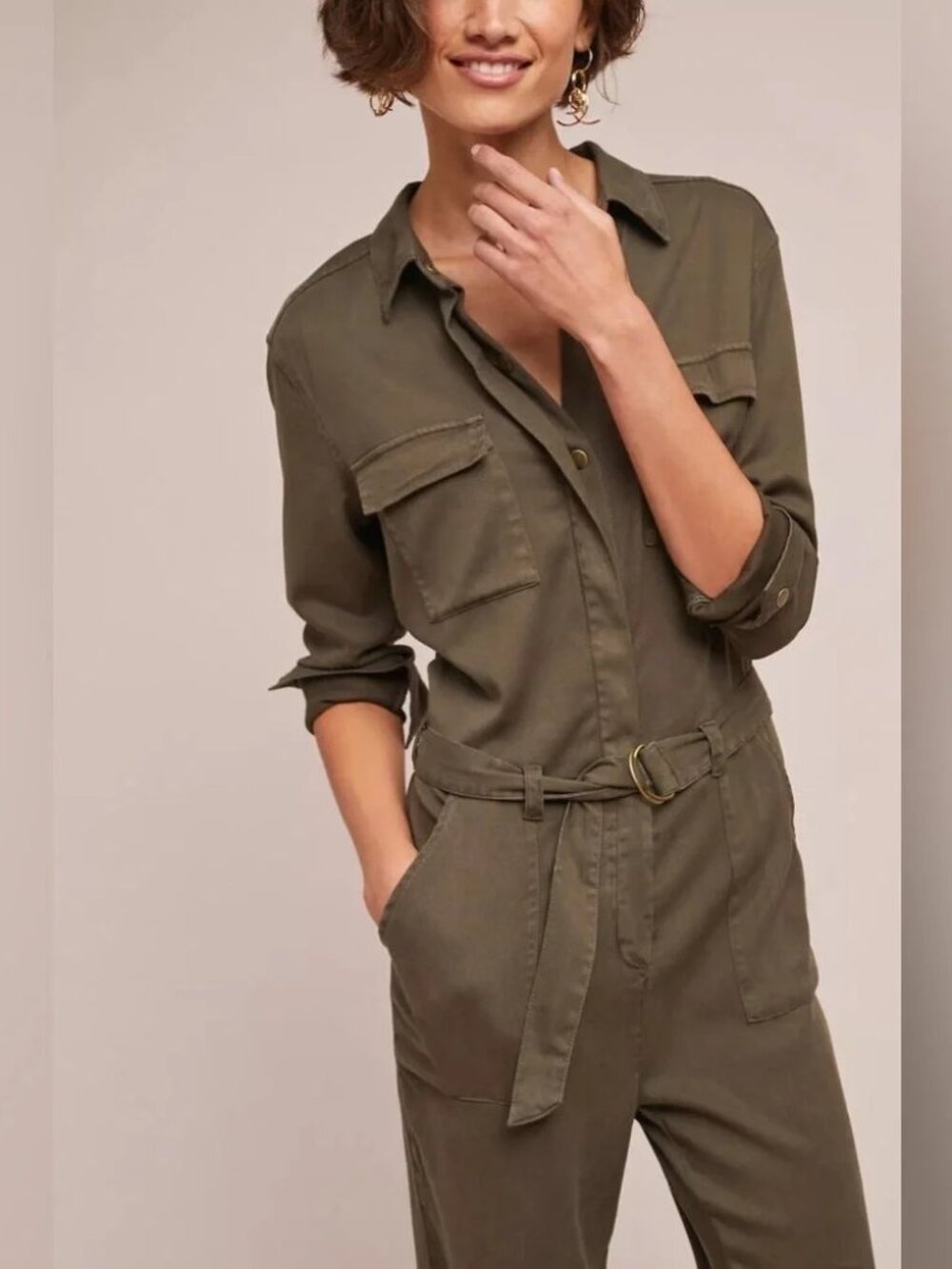 Michael Stars Utility Brown Jumpsuit Sz - Small - Picture 2 of 10